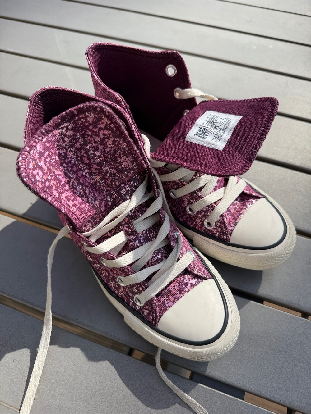 Converse Kids High-Top Sneakers in Maroon Purple Print